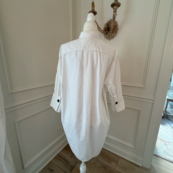 Zara White Button Down Oversized Shirt with French Cuffs - Picture 2 of 12
